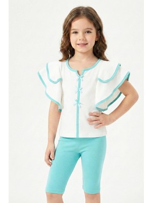 Modanino Kız Çocuk Geniş Omuzlu ve Fırfırlı Alt-Üst Takım 3-8 Yaş 12551