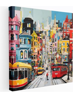 Popcas Şehir Manzarası Bebek Odası Duvar Sanatı Kolaj Sanatı