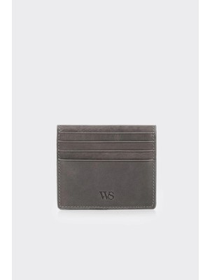 White Stone Hakiki Deri Gri Kağıt Para Bölmeli Premium Kartlık