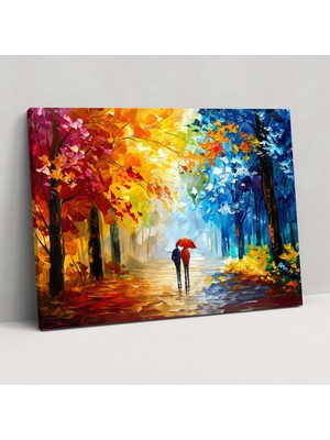 Popcas Sonbahar Ormanı Leonid Afremov Kanvas Tablo Ev Dekorasyonu Için Duvar Sanatı