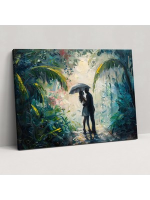 Popcas Romantik Çift Yağmur Ormanı Kanvas Tablo Leonid Afremov