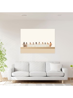 Popcas Son Akşam Yemeği Minimalist Illüstrasyon Duvar Sanatı Kanvas Tablo