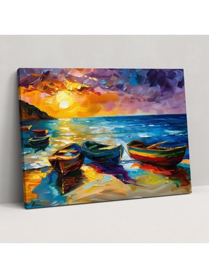 Popcas Leonid Afremov Deniz Manzaralı Kanvas Tablo - Duvar Sanatı Duvar Dekorasyonu Ev Dekorasyonu