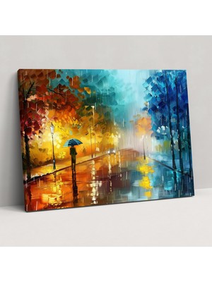 Popcas Yağmurlu Sokak Leonid Afremov Kanvas Tablo Ev Dekorasyonu