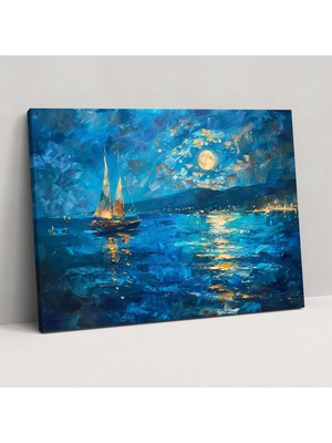 Popcas Ay Işığında Gece Kanvas Tablo Duvar Sanatı