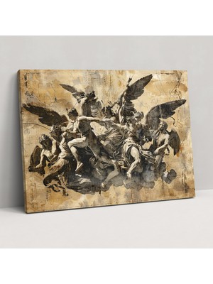 Popcas Michelangelo Melekler ve Şeytanlar Kanvas Tablo Duvar Dekorasyonu