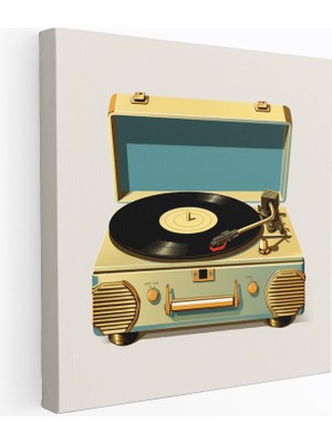 Popcas Nostaljik Vintage Tarzı Kanvas Tablo Eski Plak Çalar