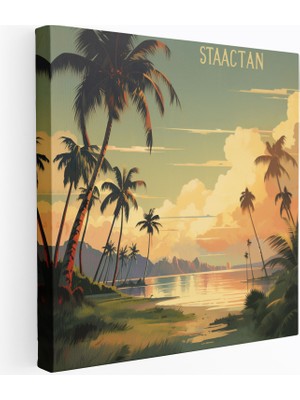 Popcas Nostaljik Seyahat Kanvas Tablo Kıyı Manzarası