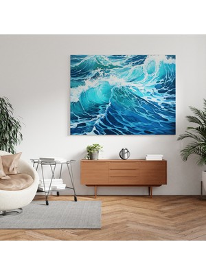 Popcas Huzurlu Dalga Dekoratif Tablo / Duvar Sanatı / Kanvas Duvar Tablosu