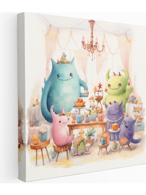 Popcas Çocuk Odası Oyun Temalı Kanvas Tablo - Sulu Boya Illüstrasyonları ile Dekoratif Sanat