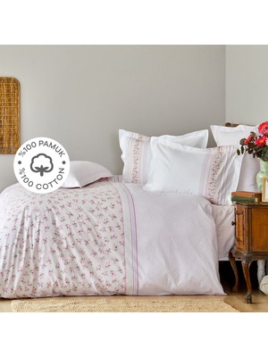 Karaca Home Glen Pembe Desenli Tek Kişilik Nevresim Takımı Pamuk Ebat: 160 cm x 220 cm