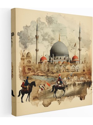 Popcas Vintage Osmanlı Imparatorluğu Kanvas Tablo Detaylı Hat Sanatı ile Ev Dekorasyonu