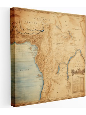 Popcas Vintage Nil Nehri Haritası Kanvas Tablo