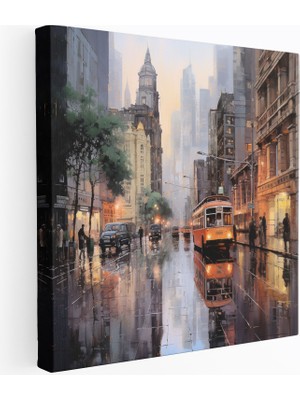 Popcas Huzurlu Kent Manzarası Kanvas Tablo Pastel Tonlar
