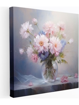 Popcas Pastel Çiçek Buketi Dekoratif Tablo / Duvar Sanatı / Kanvas Duvar Tablosu