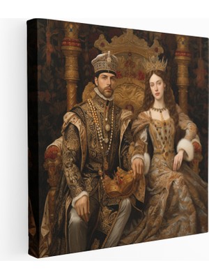 Popcas Rönesans Fresk Kral ve Kraliçe Kanvas Tablo