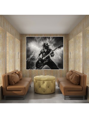 Popcas Metallica Canlı Performans Dekoratif Tablo - Siyah Beyaz Metallica Fotoğrafı