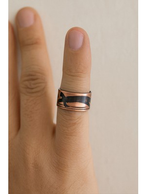 Herşey Nota Zülfikar Kılıcı Desenli Bronz Metal Yüzük