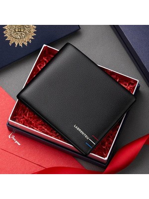 Laorentou Deri Kartlık Erkek Cüzdan Siyah Renkli Şık Tasarım ve Minimalist Stil