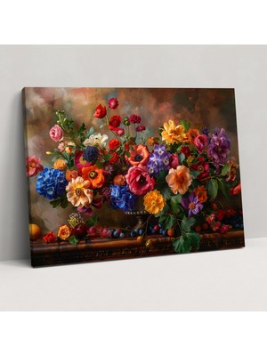 Popcas Sürrealizm Çiçekli Duvar Sanatı Michelangelo Kanvas Tablo