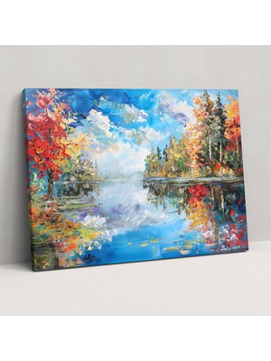 Popcas Renkli Göl Yansımaları Ev Dekorasyonu Kanvas Tablo