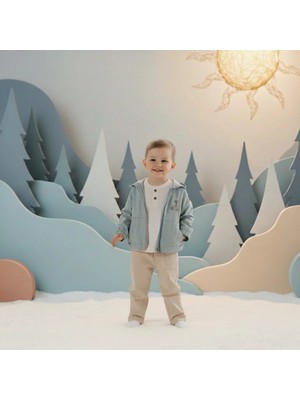 Queen Kids  Erkek Bebek Yağmurluklu  3'lü Takım Mint