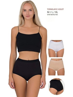 Berrak 11656 Kadın Toparlayıcı Yüksek Bel Külot 3'lü Paket-Çok Renkli-L