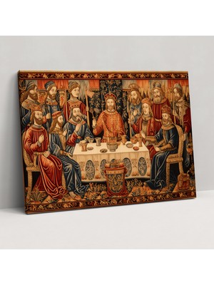 Popcas Ortaçağ Kraliyet Ziyafeti Duvar Sanatı Ince Detaylar