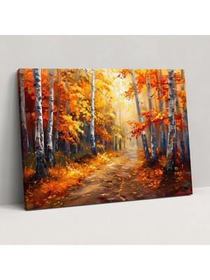 Popcas Sonbahar Ormanı Leonid Afremov Kanvas Tablo Duvar Sanatı
