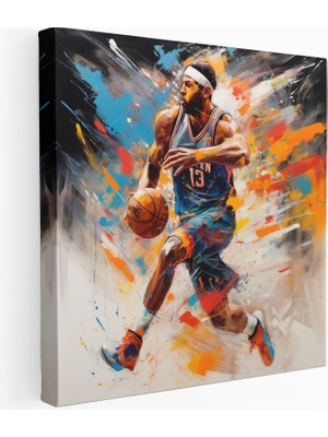 Popcas Nba Temalı Izlenimci Tuval Tablo - Hareket ve Zarafet Duvar Dekorasyonu