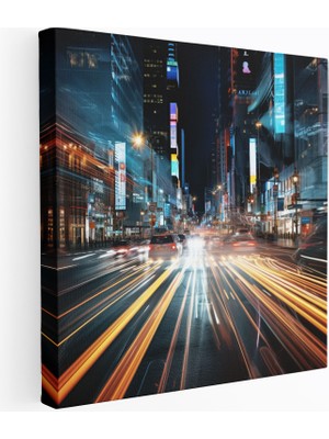 Popcas Gece Şahinleri Şehir Gece Hayatı Kanvas Tablo