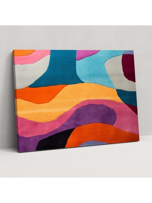 Popcas Soyut Türk Halı Deseni Kanvas Tablo - Türk Halısı Düşündürücü Duvar Sanatı Soyut Yorumlama