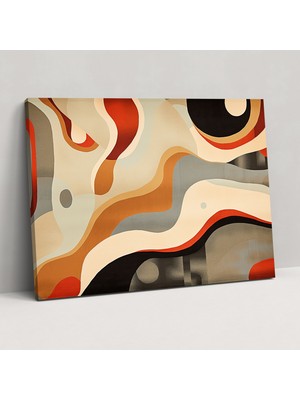 Popcas Türk Halı Desenli Kanvas Tablo Doğal Renkler ile Organik Formlar Ev Dekorasyonu