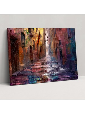 Popcas Yağmurlu Sokak Leonid Afremov Kanvas Tablo Duvar Dekorasyonu