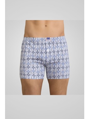 Berrak Erkek Beyaz Desenli Penye Boxer 4'lü-Asorti-Xl