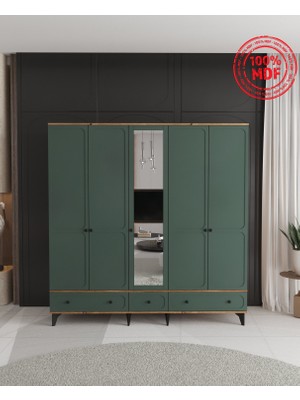 T&B Irmak 5 Kapaklı Çekmeceli Gardırop - Tamamı Mdf