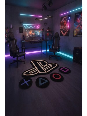 El Yapımı Oyun Konsolu Tasarımlı Dekoratif Halı