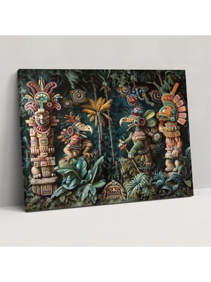 Popcas Maya Mitolojisi Kanvas Tablo Duvar Dekorasyonu