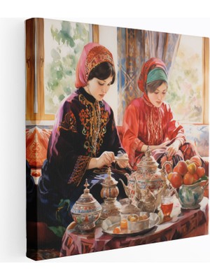 Popcas Osmanlı Imparatorluğu Çay Seremonisi Yüksek Kaliteli Kanvas Tablo Suluboya Duvar Sanatı
