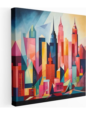 Popcas Geometrik Şehir Manzarası Kanvas Tablo