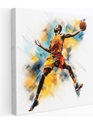 Popcas Nba Duvar Sanatı Soyut Dunkeyen Tablo