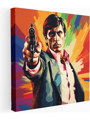 Popcas Scarface Duvar Sanatı - Pop Art Kanvas Tablo Yansıması