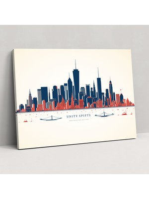 Popcas Amerika Birleşik Devletleri Şehir Manzaraları Kanvas Tablo - Harita Temalı Duvar Dekorasyonu