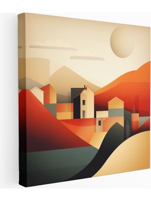 Popcas Minimal Köy Manzarası Kanvas Tablo Duvar Sanatı