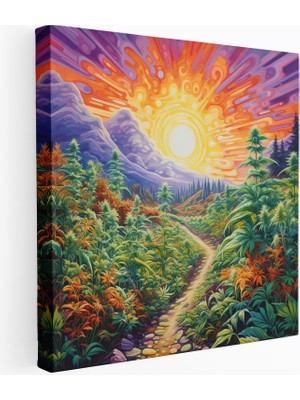 Popcas Renkli Kenevir Bitki Alanı Kanvas Tablo Duvar Sanatı