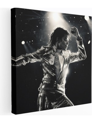 Popcas Michael Jackson Duvar Sanatı Siyah Beyaz Fotoğraf Kanvas Tablo