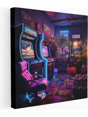 Popcas Retro Oyun Odası Duvar Sanatı - Evinizi Retro Tarzda Dekore Edin Kanvas Tablo Duvar Süsü