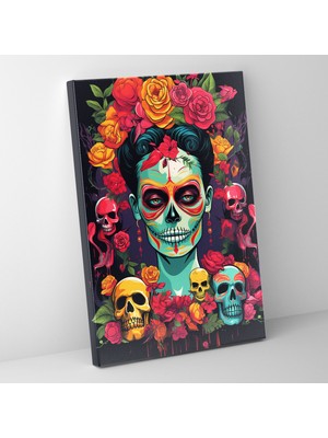 Popcas Los Muertos Frida Kahlo Kanvas Tablo Pop Art Tarzı