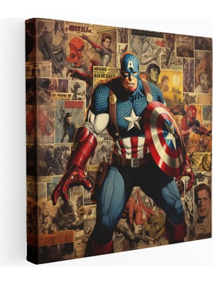 Popcas Marvel Klasik Duvar Sanatı Klasik Çizgi Roman Kolajı Kanvas Tablo