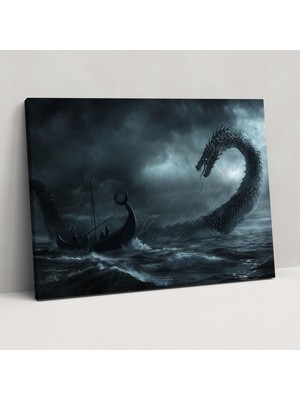 Popcas Mitoloji Kanvas Tablo Odin ve Dünya Yılanı Duvar Sanatı